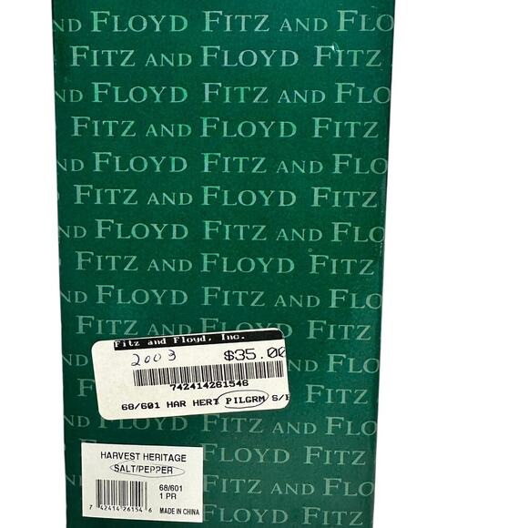 Fitz and Floyd Harvest Heritage Pilgrims Salt/Pepper Shaker Set-in Box-Excellent - Picture 11 of 11